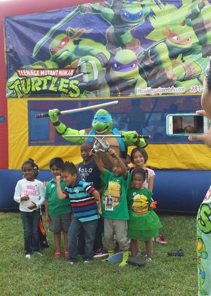 Leonardo ninja turtle super hero rental for kid's birthday parties in Houston, Texas.
