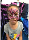 Full face painting clown in Houston for your child's birthday party for a painting like Spidergirl.