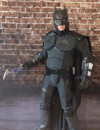 Rent our new armor Bat hero for your Houston children's birthday party with great theme games and pictures with props