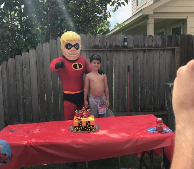Have our super hero mascot costumed character at your kids special birthday parties.
