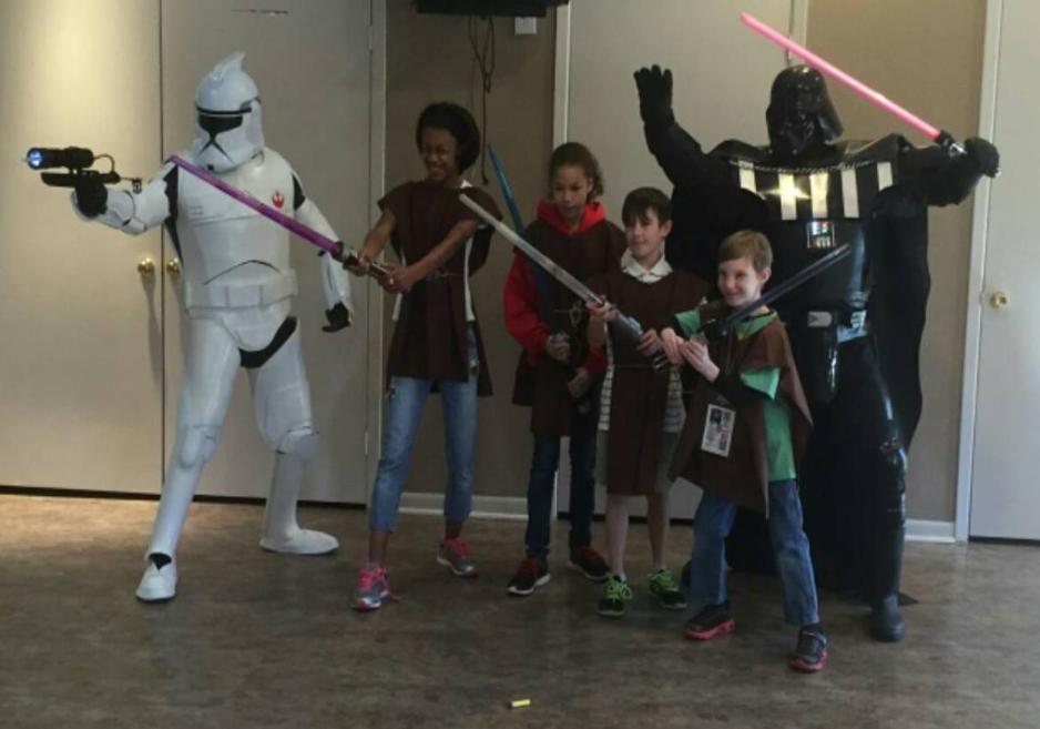 Rent darth vader and a storm trooper for a superhero party in Katy, Texas.