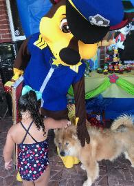 Rent this Police dog mascot costumed character for child's birthday party in Houston.