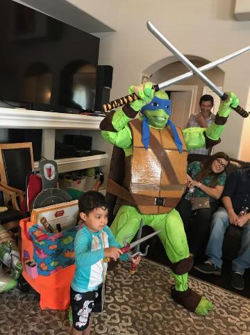 Our turtle comes with great props and costume.
