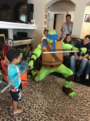 Hire a great turtle for your next Houston birthday party.