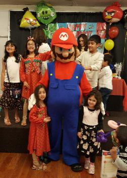 Video game fun in real life at the tempura party hall on hillcroft. Rent us for your next Houston Birthday Party costumed character choice.