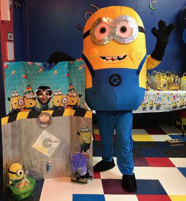This minion mascot character brings the fun to your houston birthday party!