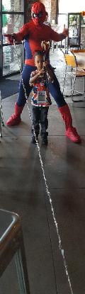 Skeeters restaurant had a birthday party for Walter in West University and is a great location for superhero training with spider man.