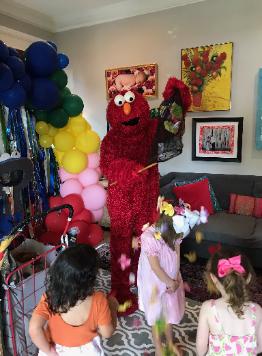 Rent this red monster costumed character mascot for your Houston birthday party with great games