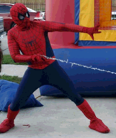 Spider-man costumed character in houston
