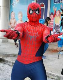 Hire Spiderman superhero costumed character for birthday parties in Houston, includes awesome props for pictures.